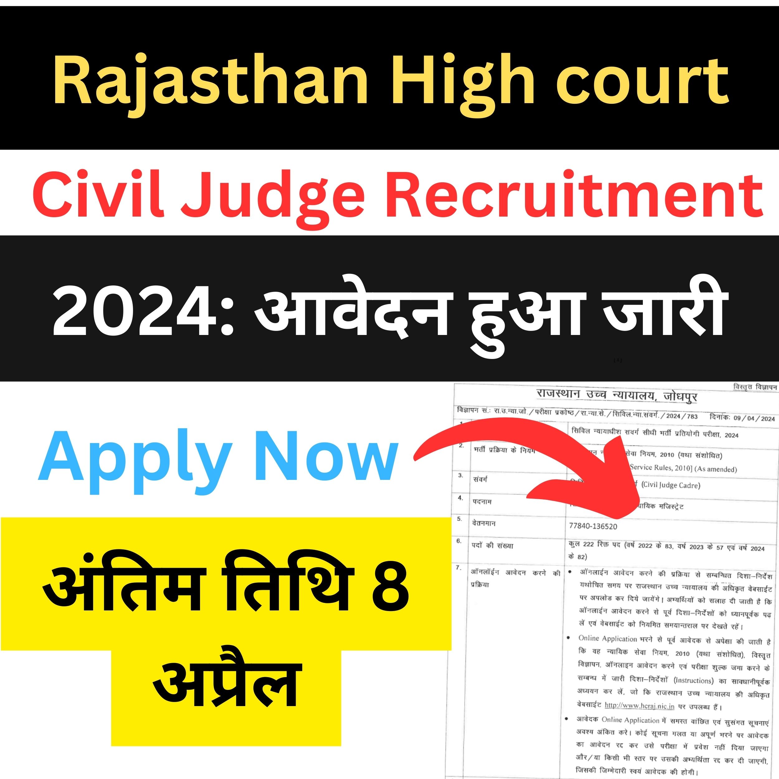 Rajasthan High court Civil Judge recruitment 2024